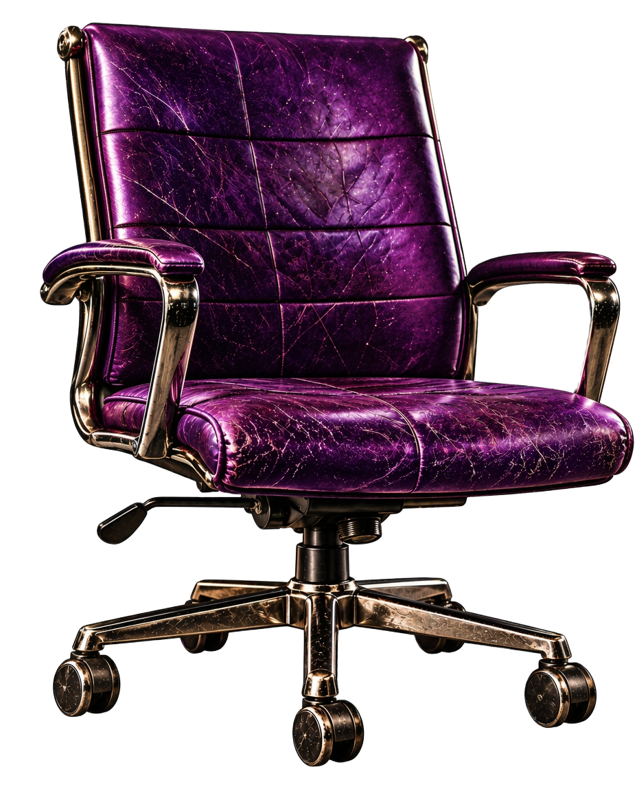A worn purple office chair